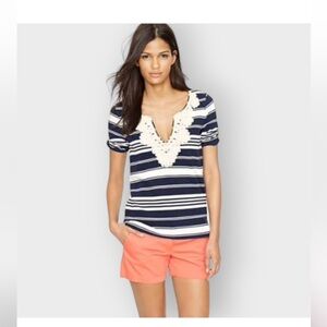 JCrew 3/4 sleeve tee with fancy embroidery